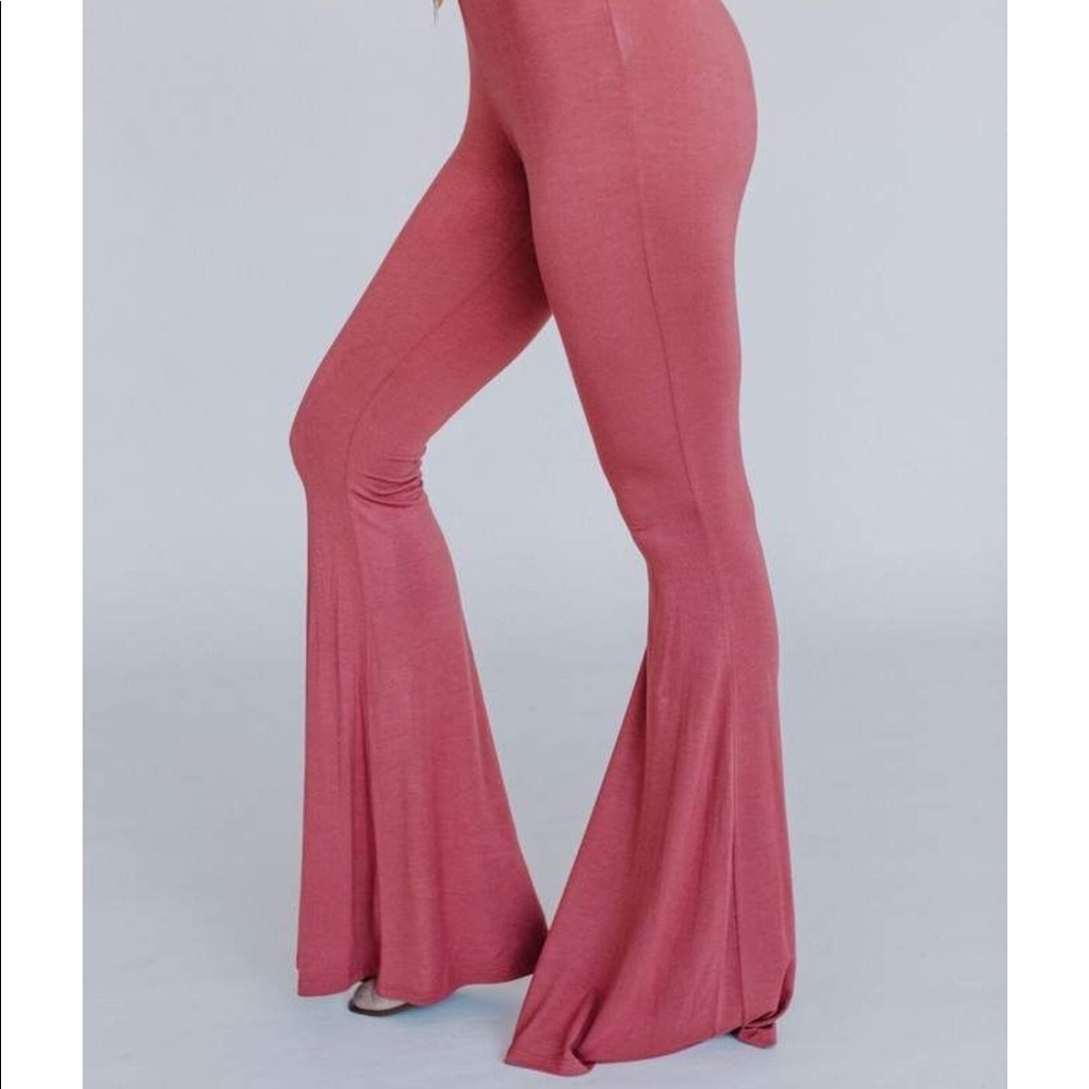 Cher Solid Flare Pants Pale Brick Bellbottoms S - image 3